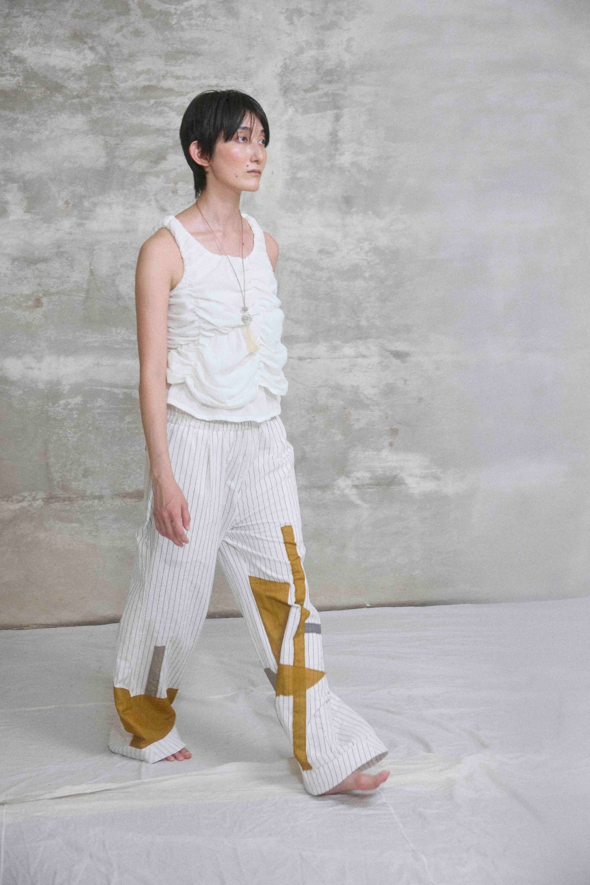 The gathered tank top / Cotton / Black