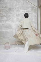 The walking coat / Cotton Linen Typewriter / Beige
