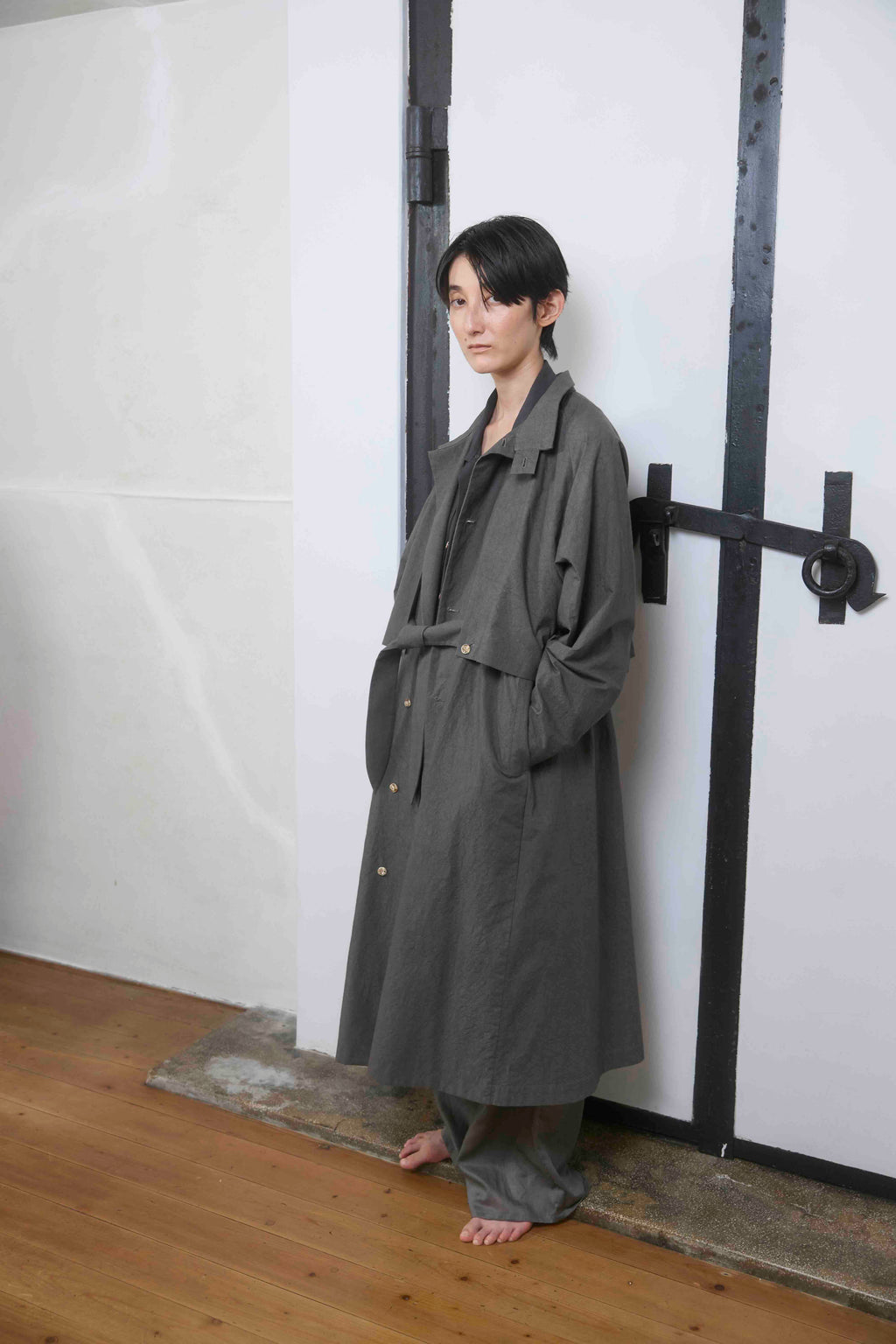The walking coat / Cotton Linen Typewriter / Charcoal