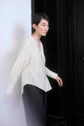 The V neck shirts / Cotton Silk / Ivory