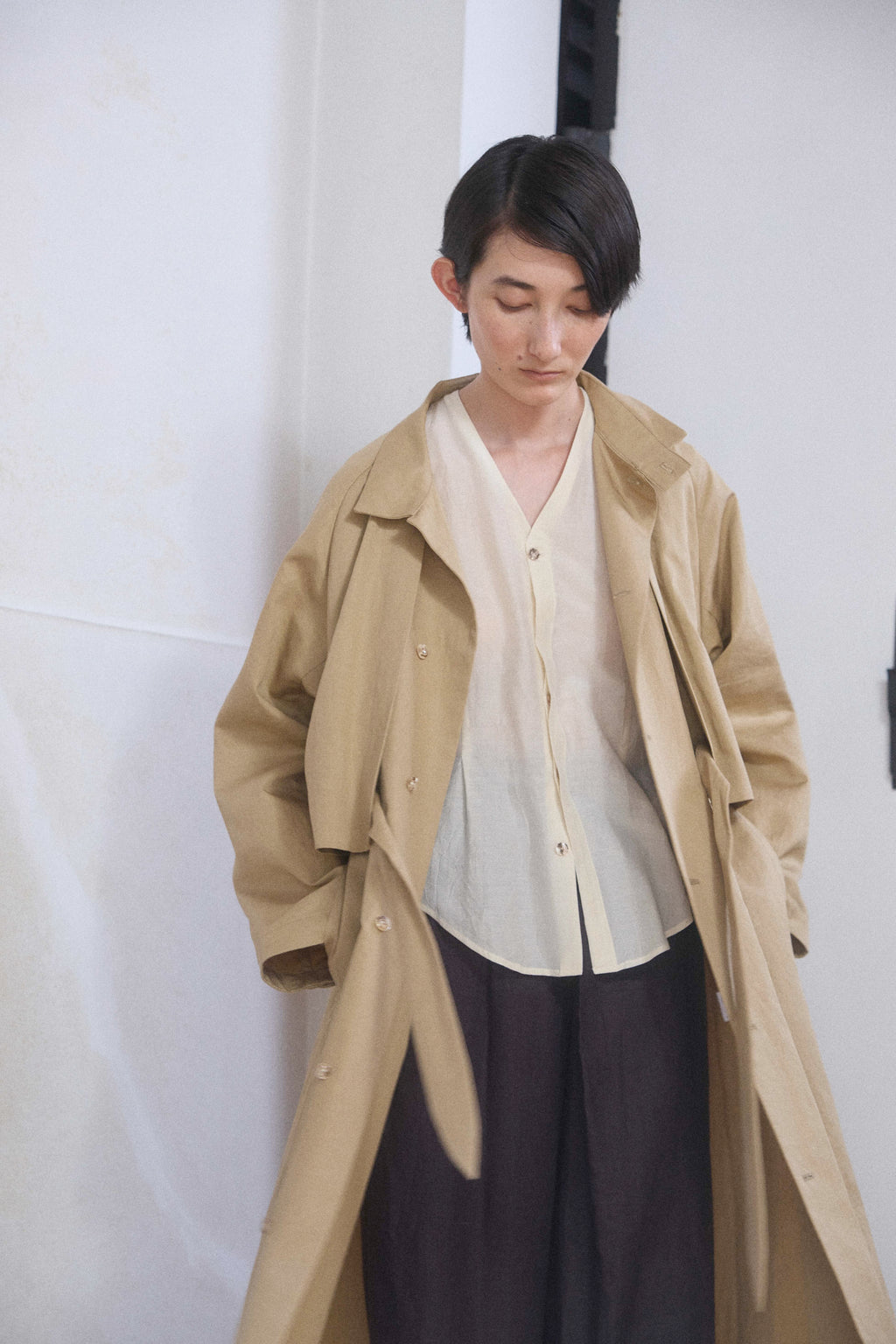 The walking coat / Cotton Linen Twill / Beige