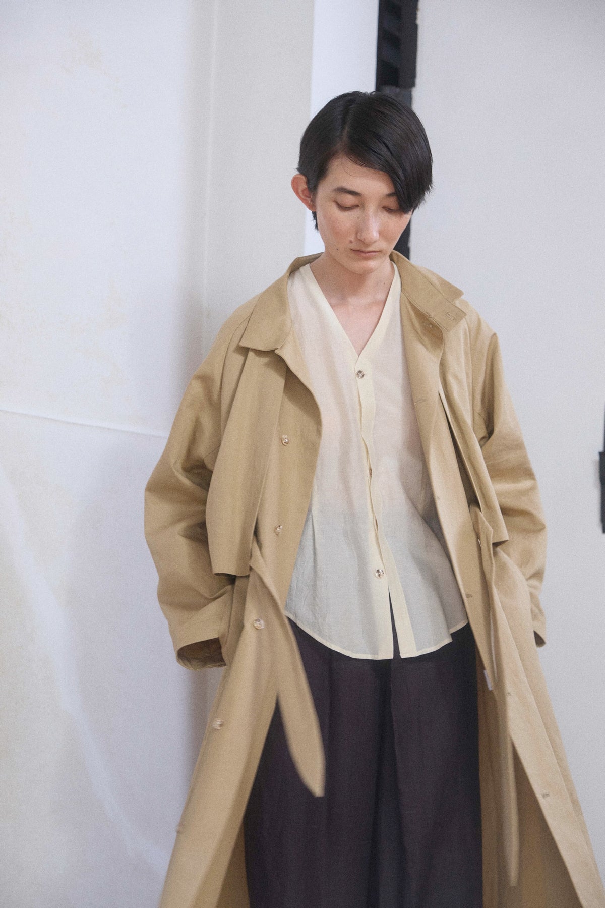 The walking coat / Cotton Linen Twill / Beige