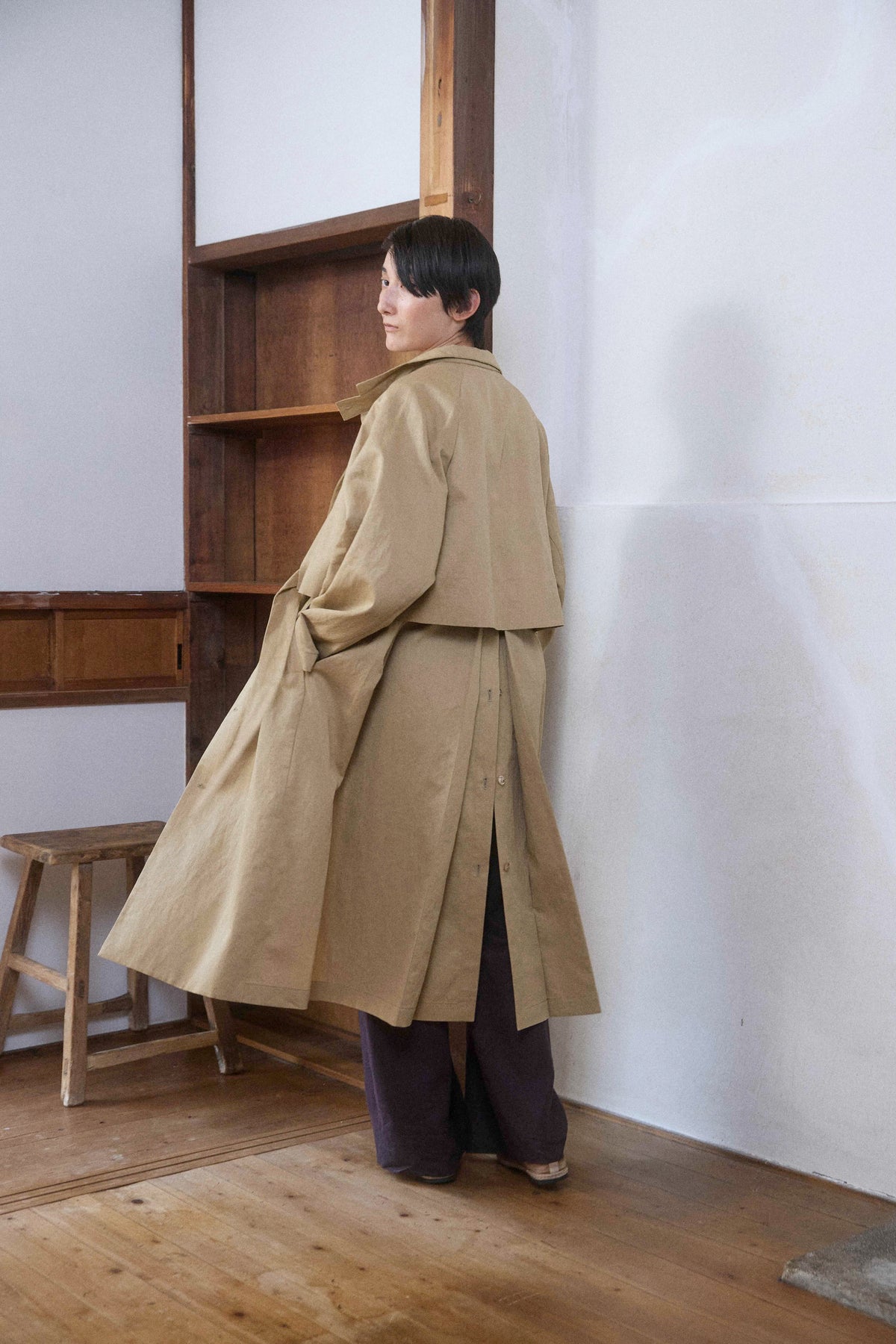 The walking coat / Cotton Linen Twill / Beige
