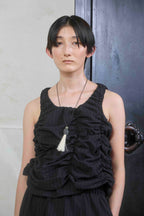 The gathered tank top / Cotton / Black
