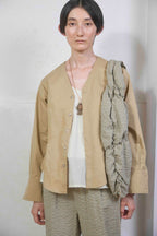 The V neck shirts / Cotton Linen Twill / Beige