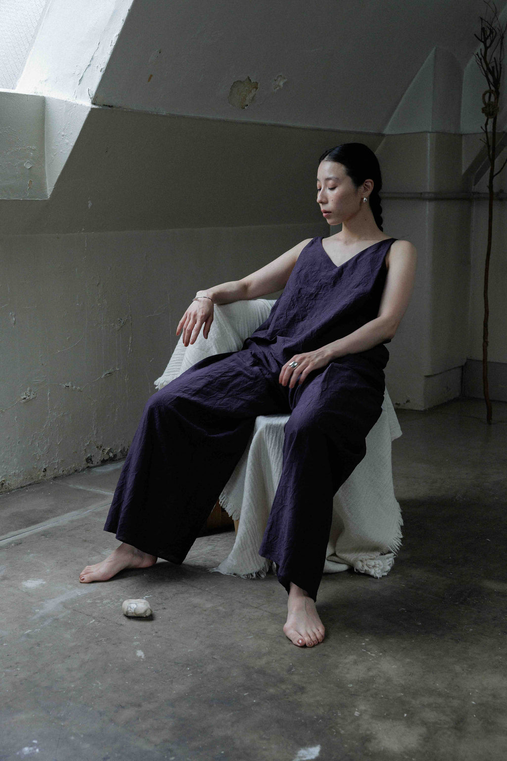 The essential line -The 3 tucks wide pants- / dahlia purple