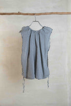 The butterfly sleeve top / ivory x navy stripe