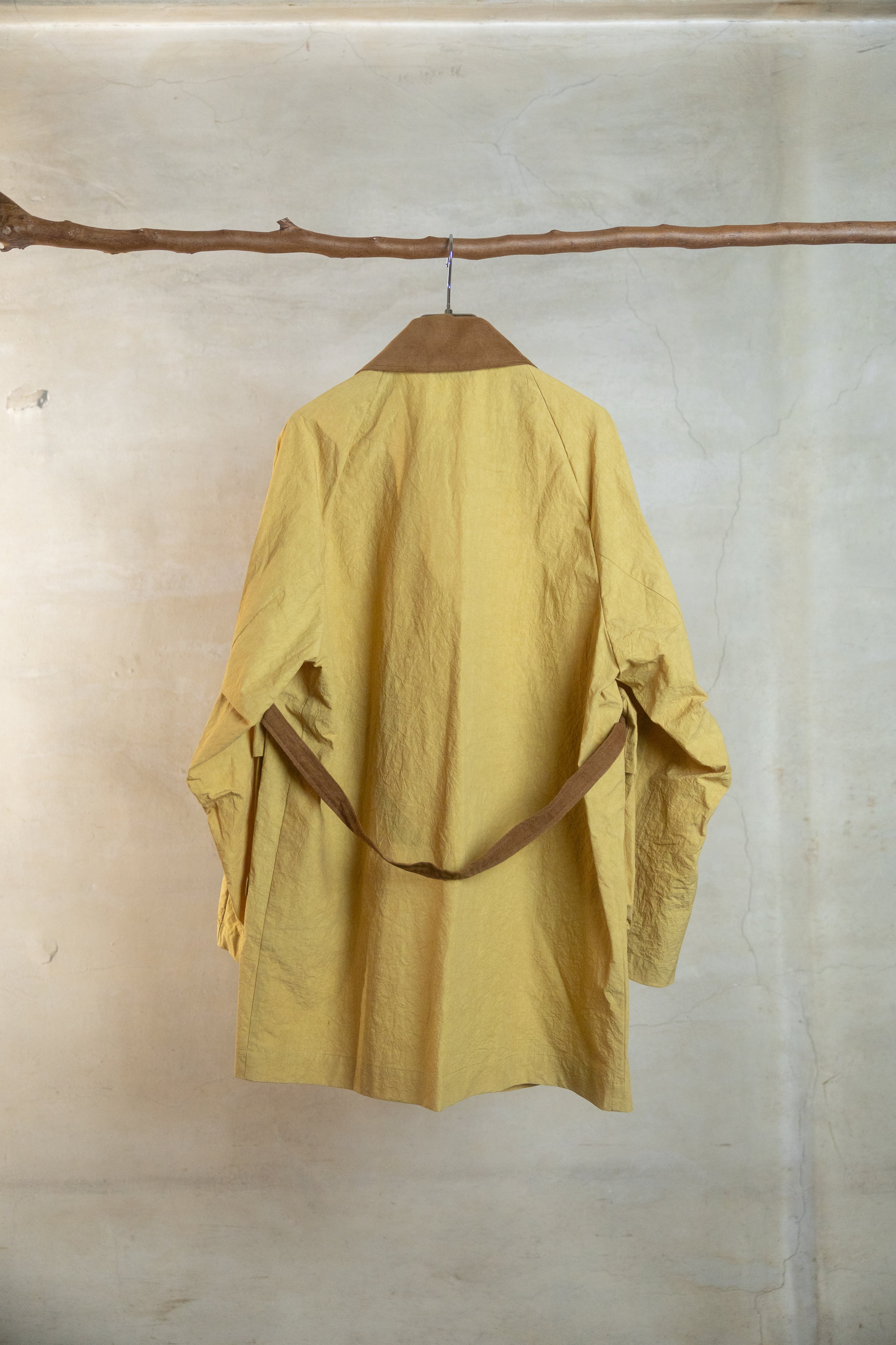 mustard yellow スタジオワークコート マスタードイエロー リネンコットン 日本製 AS YET UNNAMED.