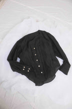 The V neck shirts / Cotton Silk / Black