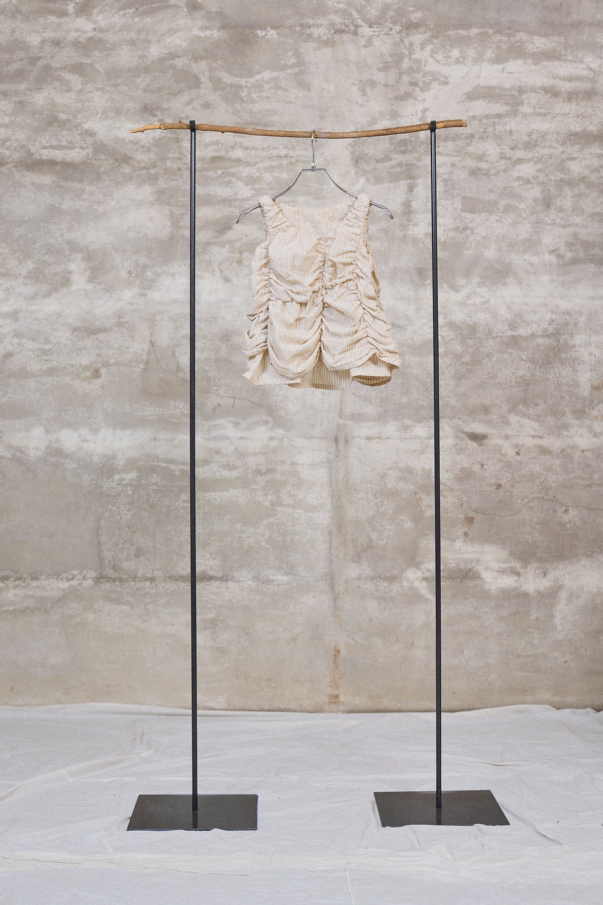 The gathered tank top / Cotton / Beige