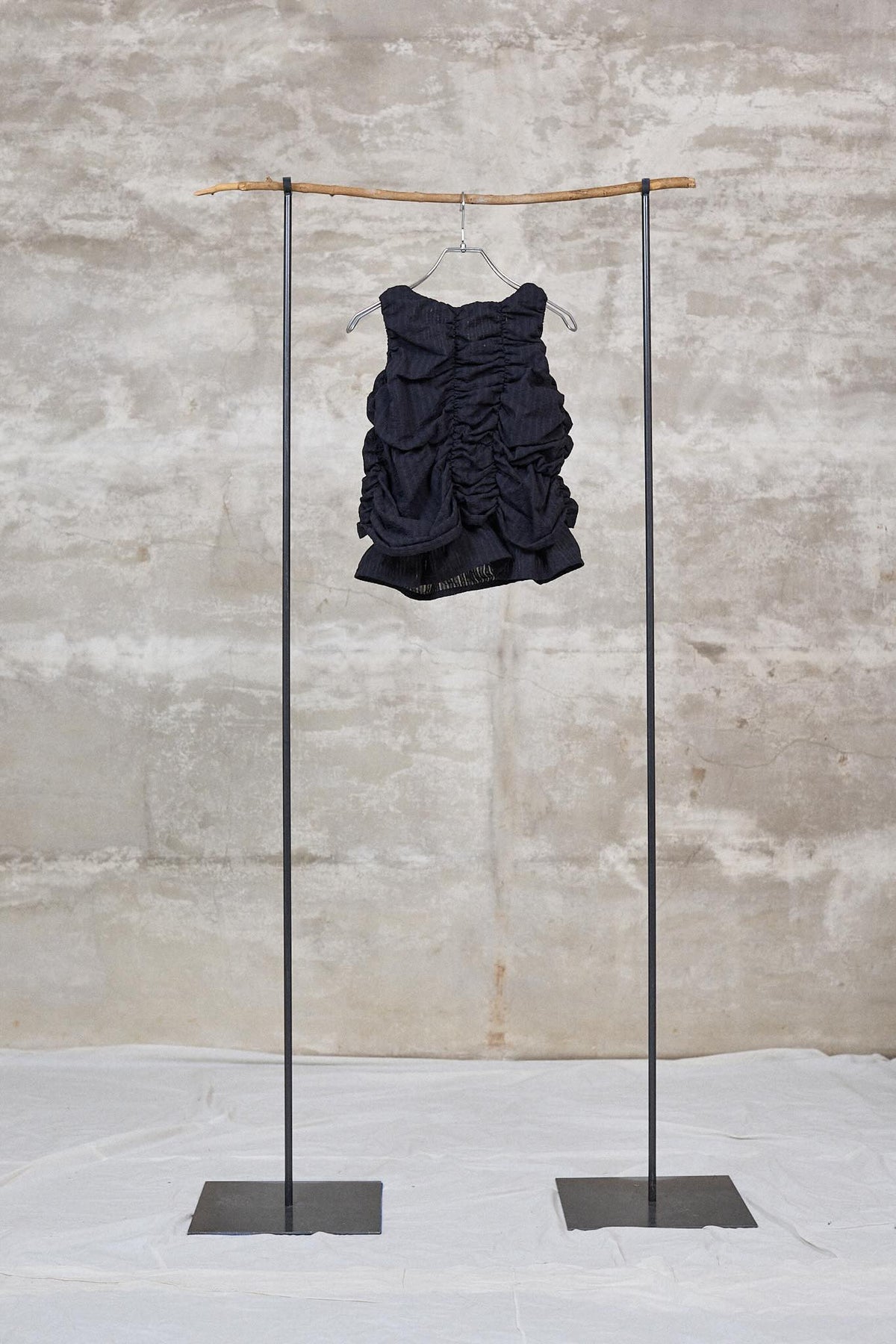 The gathered tank top / Cotton / Black