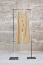 The 2tuck wrap straight wide trousers / Cotton Linen twill / Beige