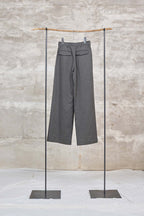 The 2tuck wrap straight wide trousers / Cotton Linen twill / Charcoal