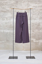 The 2tuck wrap straight wide trousers / Linen 100% / Dark purple