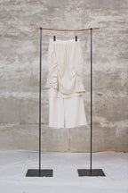 The layerd skirt pants / Cotton 100% x Cotton 100% x  Cotton 70% Silk 30% / Beige