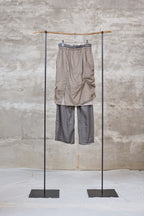 The layerd skirt pants / Cotton 100% x  Cotton 95% Ramie 5% / Gray
